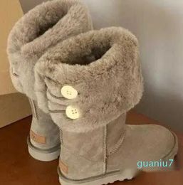 Classic Letter Sign on the Heel Snow Boots Round Toe Thick Sole Warm Non Slides Ladies Brand Knight Boots