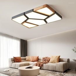 Chandeliers Modern Nordic Style LED Chandelier For Living Room Bedroom Kitchen Children Study Lamp Wood Geometric Design Ceiling Light