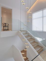 Pendant Lamps Chandelier For Revolving Staircase Lighting Stairs Loft Villa LED Living Room Ceiling Hanging Lamp