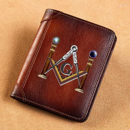 Wallets High Quality Genuine Leather Wallet Fashion Free And Accepted Masons Printing Standard Short Purse BK1292