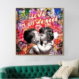 Canvas Paintings Graffiti Modern Love Pop Art Bitcoin Posters and Prints Wall Street Art Pictures for Living Room Decor Cuadros NO FRAME