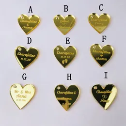 Party Supplies 50pcs Custom Mirror Silver Gold Heart Label Tag Personalized MR MRS Wedding Souvenirs Table Decoration Centerpieces Favors