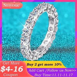 Wedding Rings Smyoue 2-5mm Full Moissanite Ring for Women Sparkling Wedding Eternity Bands % S925 Sterling Silver Jewellery Classic Ring GRA Q231120