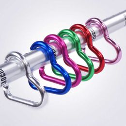 5 PCSCarabiners 6pcs Outdoor Keyring Hook Water Bottle Hanging Buckle Travel Kit Accessories Heart-shaped Aluminium Carabiner Key Chain Clip P230420