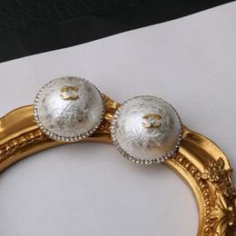 Simple 18K Gold Plated Earrings Luxury Designers Letters Stud Geometric Famous Women Crystal Rhinestone Pearl Earring Wedding Party Jewerlry
