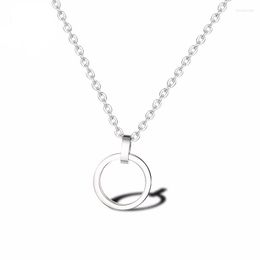 Pendant Necklaces Stainless Steel Vintage Color Double Circle Necklace Simple Style Creative Design Jewellery