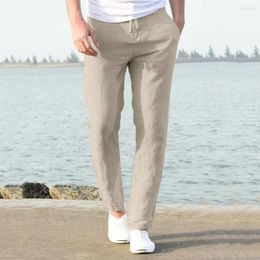 Men's Pants Long Shrink Resistant Joggers Straight Simple Solid Colour Side Pockets Men For Daily Wear