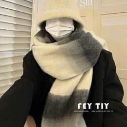 Advanced Gradient Colored Mohair Scarf for Women in Winter Thickened and Warm Neck ins Korean Chao Imitation Cashmere Shawl 231015