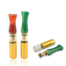 Latest Colourful Jade Gemstone Smoking Tube One Hitter Handpipe Portable Bong Herb Tobacco Cigarette Holder Handmade Philtre Mouthpiece Removable Tips DHL