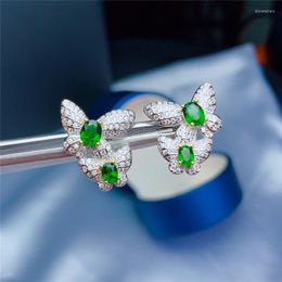 Stud Earrings Genuine Natural Diopside 925 Sterling Silver Luxury Style Green Gemstone Fashion Jewellery Test Passed
