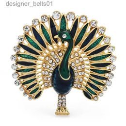 Pins Brooches Wuli baby Multicolor Enamel Peacock Brooch Pins For Women And Men Winter Fashion Jewellery Animal Brooches GiftL231120