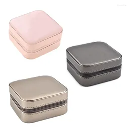 Jewellery Pouches Portable Box With Mirror Unique Leather For Women Girls Ring Necklace Earrings Easy To Use