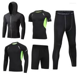 Men's Pants Running Sets 5pcs/set Compression Sport Suits Quick Dry Gym Fitness Jogging Sportswear Basketball Tights Clothes