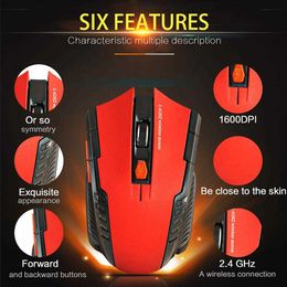 Mice 2000DPI 2.4GHz Wireless Optical Mouse Gamer for PC Gaming Laptops Opto-electronic Game Wireless Mice with USB Receiver