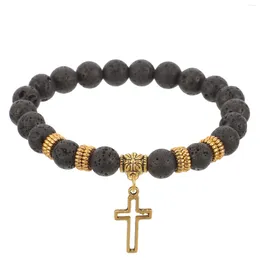 Charm Bracelets Prayer Beads Bracelet Men Male Trendy Cross Stone Beaded Round Fashion Man