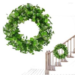 Decorative Flowers Shamrock Wreath Realistic Green Plant Garland St. Patrick's Day For Front Door Welcome Wall Window Party Holiday