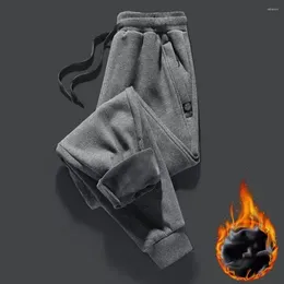 Men's Pants Men Sweatpants Cozy Winter Joggers Elastic Waist Plush Ankle Length Warm Pockets For Sports Leisure