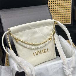 22ss Designer Womens Shoulder Bag Diagonal Span Bag Hardware Metal Alphabet Pearl Chain Shoulder Bag Shopping Bags Mini Coin Charm Card Clip Bags Makeup Box 19x21cm