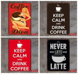 Coffee Metal Sign Vintage Tin Sign Plaque Metal Vintage Wall Decor for Kitchen Coffee Bar Cafe Retro Metal Posters Iron Painting H5734301