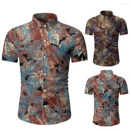 Men's T Shirts Mens Long Sleeve Shirt Men's Hawaii Printed Splicing Pattern Casual Fashion Lapel Short