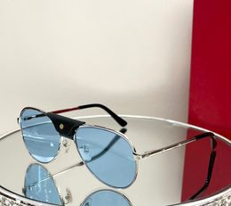 Vintage Pilot Sunglasses Shades Silver/Blue Lens Mens Sunglasses Designers Eyewear with Box