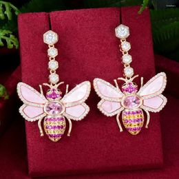 Dangle Earrings Siscathy 2023 Korean Luxury Full Micro Cubic Zirconia Sweet Bee Drop For Women Fashion Banquet Jewellery