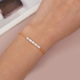 Strand Pearls Bracelet Friendship Jewellery Gold Plated Miyuki Beaded Tiny Bracelets For Women Teen Girl Gift Summer Beach Pulsera