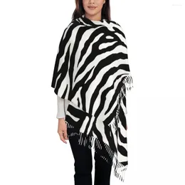 Scarves Black White Zebra Print Shawl Wrap For Women Warm Large Long Scarf Animal Geometry Stripes Whirlpool Pashminas Tassel