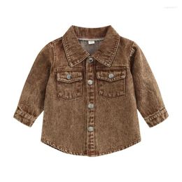 Jackets Autumn Boys Girls Child Denim Button Down Coat Long Sleeve Cowboy Outwear