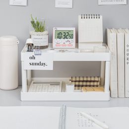 Storage Holders Racks Multifunctional Shelves Double-layer Shelf Desktop Rack Plastic Desk Cosmetic Sundries Organiser 230419