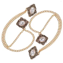 Brooches 2pcs Vintage Clothes Chain Collar Suit Pin Decors Brooch Clips Ribbon