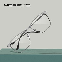 Sunglasses Frames MERRYS DESIGN Men Luxury Alloy Optics Glasses Frames Male Square Ultralight Myopia Prescription Eyeglasses S2118 230419