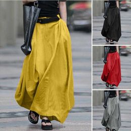 Skirts 2022 Vintage Summer Skirts Women High Waist Solid Cotton Linen Skirt Saia Female Beach Maxi Long Skirts Jupe Faldas 7 P230420