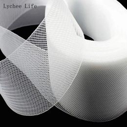 Fabric Lychee Life 75CMx10Yards Flat Plain Hard Stiff Rigid Crins Horsehair Braid Fabric For Wedding Dress Diy Sewing Accessories 230419