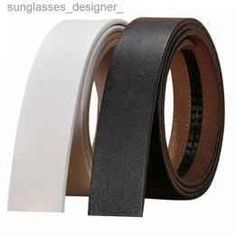 Belts 100% Pure Cowhide Belt Str No Buckle Genuine Leather Belts without Automatic Buckle Men Wome Black Brown White High QualityL231120