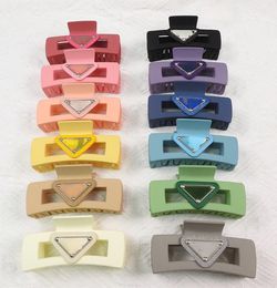 Simple Barrettes Inverted Triangle Letter Large Square Frosted Grip Factory Wholesale Double-Sided Label