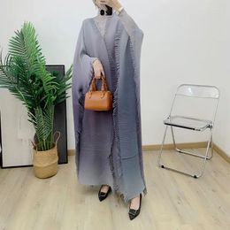 Women's Trench Coats Gradient Pleated Large Tassel Long Shawl Jacket All-match Slimming 2024 Spring And Summer Loose Size Coat