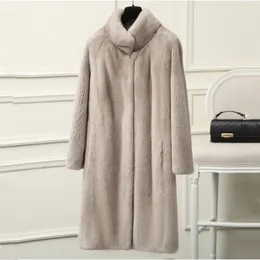 Women's Fur 2023 Fashion Mink Full Cover Collar Long Coat Imitation Winter Thick Thin And Warm Jacket