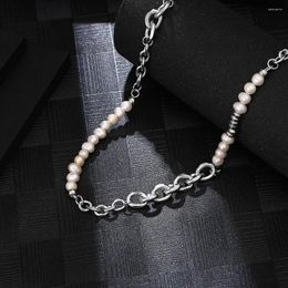 Chains Stainless Steel Freshwater Pearl Women Delicate Chain Link Necklace Jewellery Fashion Gift For Him