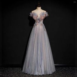 Runway Dresses Blue Pink Celebrity V-Neck A-Line Off The Shoulder Lace Up Beading Sequin Formal Evening Party Prom Bridesmaid Gown 2023