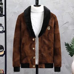 Men s Fur Faux 4303 Winter Jacket Men Single Breasted Short Coat Slim Office Mens Jackets And Coats Wam Thick Outerwear M 5XL 231120