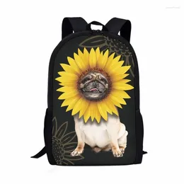 School Bags Cute Sunflower Dog Pattern Print Students Bag Large Capacity Backpack Kid Teens Boys Girls Children Book