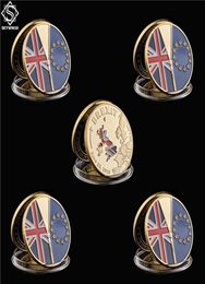 5PC UK Brexit EU Referendum Independence Craft Gold Commemorative Euro Coin With Protection Capsule5881330