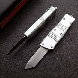 1Pcs 2023 High End Silver MT UT AUTO Tactical Knife D2 Stone Wash Blade CNC 6061-T6 Handle EDC Gift Knives With Nylon Bag