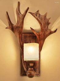 Wall Lamp Nordic Retro Antlers Industrial Style Living Room Dining Bedroom Bedside