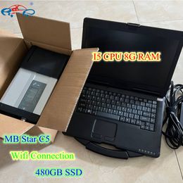 Auto Diagnostic Tool MB Star C5 Compact 5 SD connect 480GB SSD V12.2023 Latest soft/ware Used laptop CF53 I5 CPU 8G RAM for mercedes CARS Code Scanner
