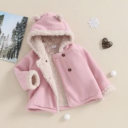 Down Coat Kids Girl Corduroy Jacket Contrast Colours Long Sleeve Button Hoodie Cardigan Winter Infant Outwear