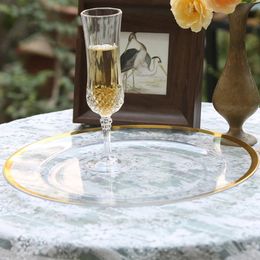 Charger Plates Clear Plastic Tray Gold Silver Round Plates 13 Inches Acrylic Decorative Service Plate For Table Setting