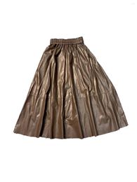 Skirts Elastic Waist Leather Skirt Fashion Simple Atmosphere Comfortable Versatile 2024 Fall And Winter 1108