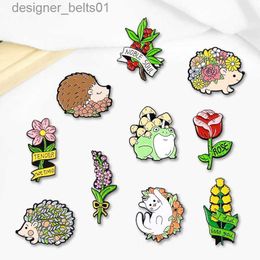 Pins Brooches Creative Tren Cartoon Flower Hedge Frog Oil Drop Lel Brooch Badge Pin Denim Bag Gift Men Women Fashion Jewellery AccessorieL231120